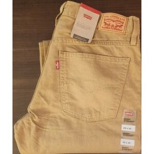 $69 NWT Levis Jeans Womens Middy Straight Mid Rise Yellow Denim Size 29 X 30